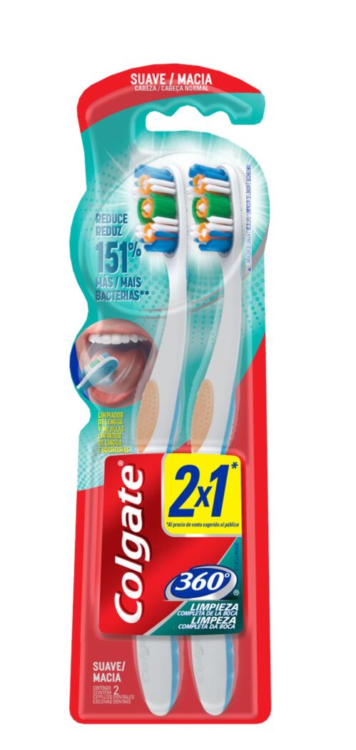 Cepillo Dental Colgate Suave 360 2x1